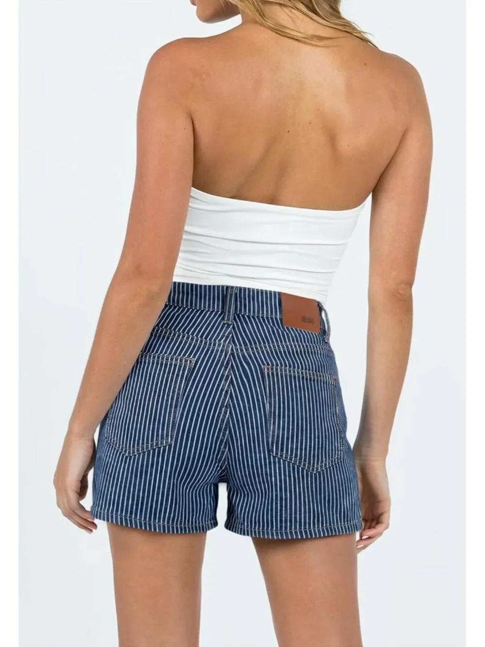 Women's bluestripes Summer Comfortable Stretchy Denim Casual Hot Short Jort Jean